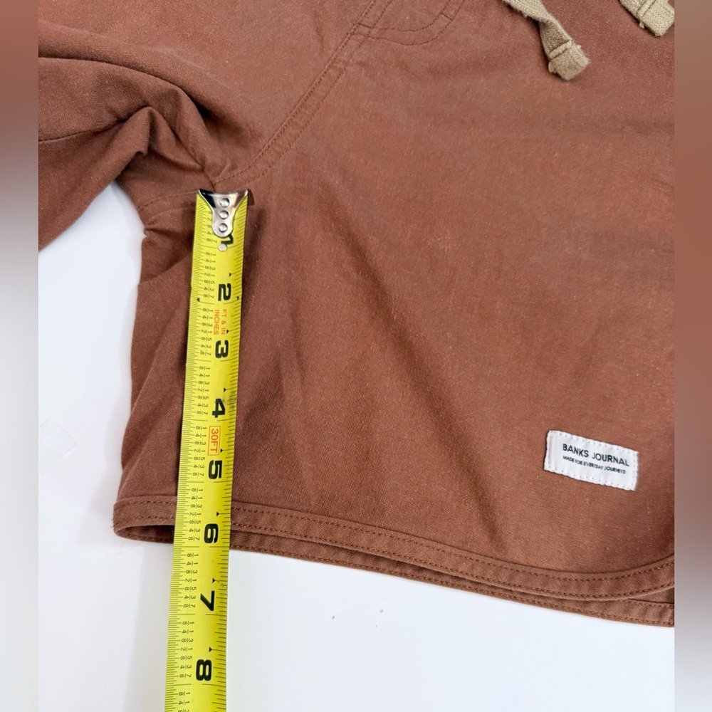 BANKS JOURNAL HUCKBERRY 16” Walkway Shorts Men 32x6” Linen Cotton Elastic Waist - Picture 11 of 12